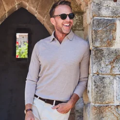 Bellagio Buttonless Long Sleeve Merino Polo-Collars & Co Best