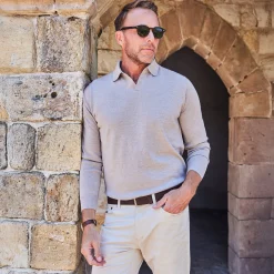 Bellagio Buttonless Long Sleeve Merino Polo-Collars & Co Best