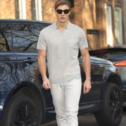 Bellagio Buttonless Short Sleeve Merino Polo-Collars & Co Discount