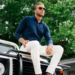 Bellagio Three Button Long Sleeve Merino Polo-Collars & Co Sale