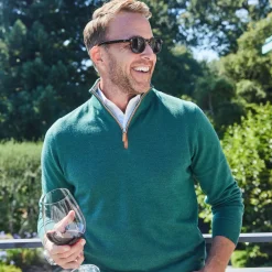 Cashmere Touch Australian Merino Quarter Zip Sweater-Collars & Co Discount
