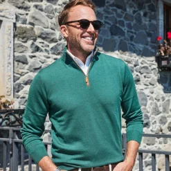 Cashmere Touch Australian Merino Quarter Zip Sweater-Collars & Co Discount