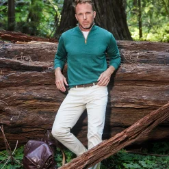 Cashmere Touch Australian Merino Quarter Zip Sweater-Collars & Co Discount
