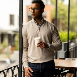 Cashmere Touch Australian Merino Quarter Zip Sweater-Collars & Co Hot