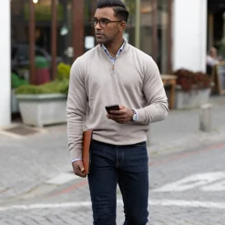 Cashmere Touch Australian Merino Quarter Zip Sweater-Collars & Co Hot