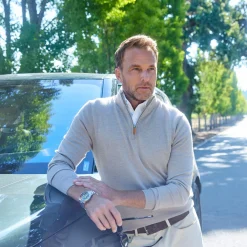 Cashmere Touch Australian Merino Quarter Zip Sweater-Collars & Co Hot