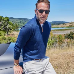 Cashmere Touch Australian Merino Quarter Zip Sweater-Collars & Co Hot