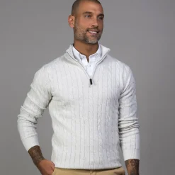 Kensington Cable Knit Quarter Zip Sweater-Collars & Co