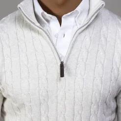 Kensington Cable Knit Quarter Zip Sweater-Collars & Co