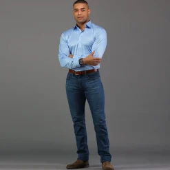Long Sleeve Semi-Spread Collar Polo-Collars & Co Clearance
