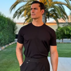 Lucca Luxury Touch Cotton and Silk T-Shirt-Collars & Co Hot