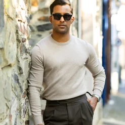 Luxury Touch Cotton and Cashmere Crew Neck Sweater-Collars & Co Outlet