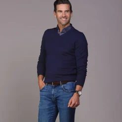 Luxury Touch Cotton and Cashmere V-Neck Sweater-Collars & Co Best
