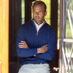 Luxury Touch Cotton and Cashmere Quarter Zip Sweater-Collars & Co Discount