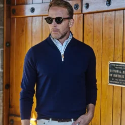 Luxury Touch Cotton and Cashmere Quarter Zip Sweater-Collars & Co Best