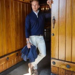 Luxury Touch Cotton and Cashmere Quarter Zip Sweater-Collars & Co Best
