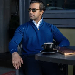 Napoli Accent Quarter Zip Wool & Cashmere Sweater-Collars & Co Hot