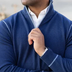 Napoli Accent Quarter Zip Wool & Cashmere Sweater-Collars & Co Hot