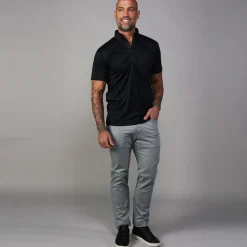 Oxford Button Down Collar Polo Black with Dark Charcoal Accent-Collars & Co Outlet