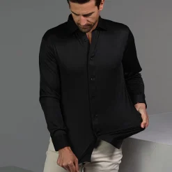 Quattro Flex Dress Shirt with Semi-Spread Collar-Collars & Co Hot