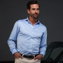 Quattro Flex Dress Shirt with Semi-Spread Collar-Collars & Co Outlet