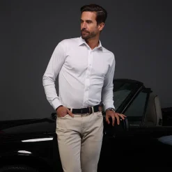 Quattro Flex Dress Shirt with Semi-Spread Collar-Collars & Co Clearance