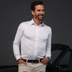 Quattro Flex Dress Shirt with Semi-Spread Collar-Collars & Co Clearance