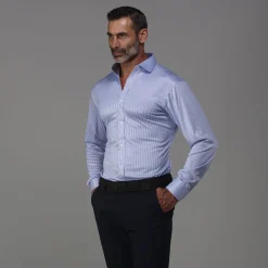 Quattro Flex Dress Shirt with Semi-Spread Collar-Collars & Co New