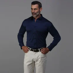 Quattro Flex Dress Shirt with Semi-Spread Collar-Collars & Co Hot