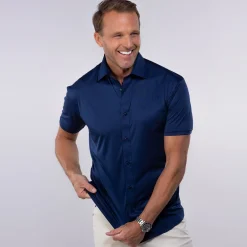 Quattro Flex Short Sleeve Button Down-Collars & Co Hot