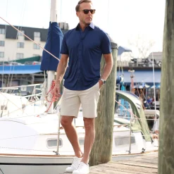 Quattro Flex Short Sleeve Button Down-Collars & Co Hot