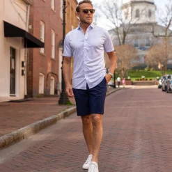 Quattro Flex Short Sleeve Button Down-Collars & Co Hot