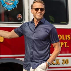 Quattro Flex Short Sleeve Button Down-Collars & Co Hot