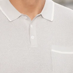 Riviera Waffle Knit Polo Grey-Collars & Co Best