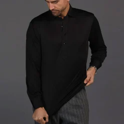 Semi-Spread Collar Polo Long Sleeve-Collars & Co Hot