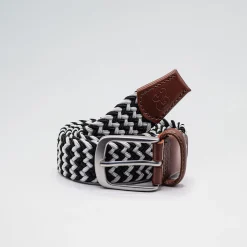 Stretch Woven Belt with Leather Trim-Collars & Co Clearance