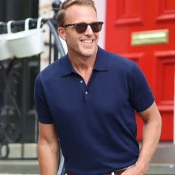 The Maranello Cotton & Silk Three Button Polo - Tailored Fit-Collars & Co Outlet