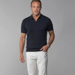 The Maranello Cotton & Silk Three Button Polo - Tailored Fit-Collars & Co Clearance